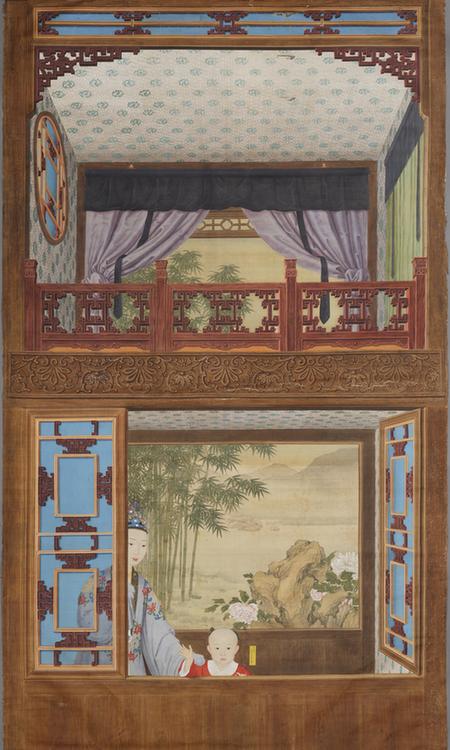 乾隆帝妃与嘉庆帝幼年像轴