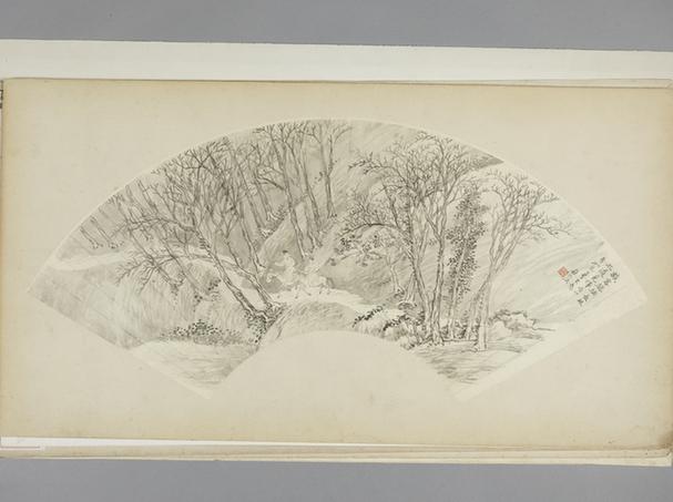 吴穀祥长林行旅扇面