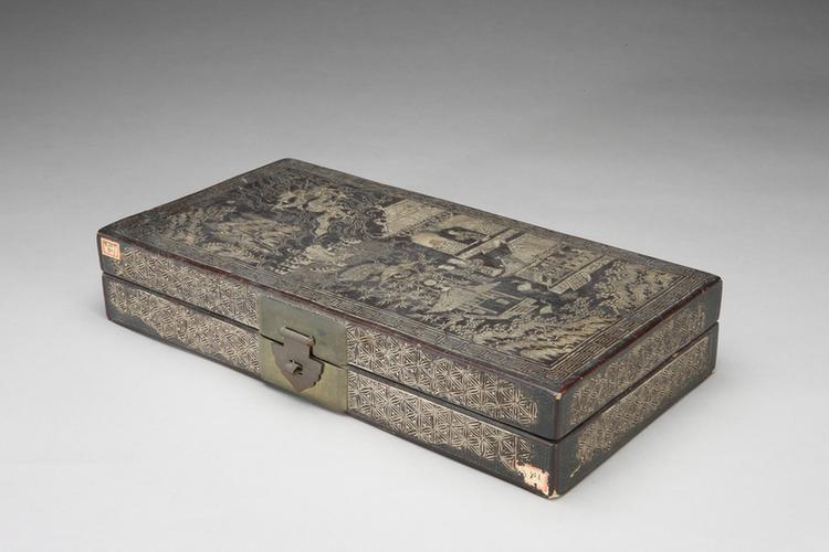 黑漆嵌螺钿人物故事图长方匣