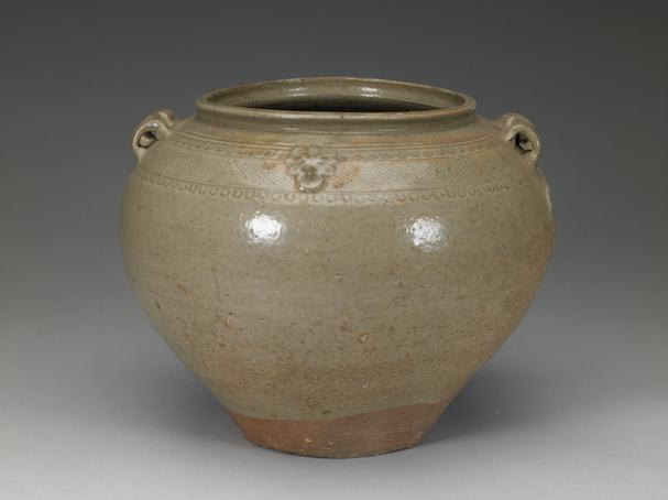 青釉兽环双系罐