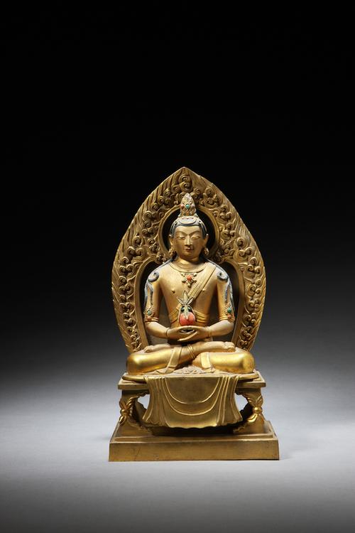 铜鎏金无量寿佛坐像