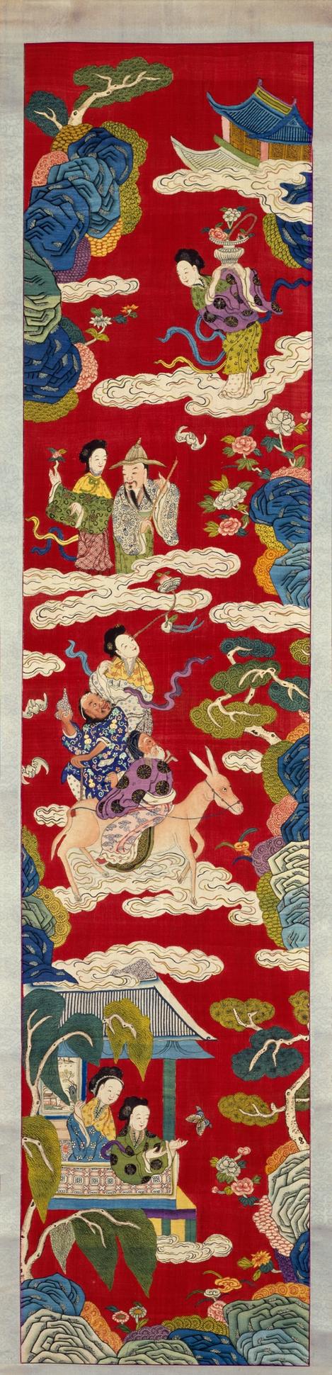 缂丝群仙庆寿图轴