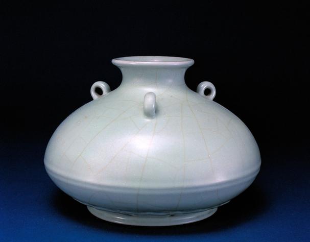 雍正款仿官釉三环花囊