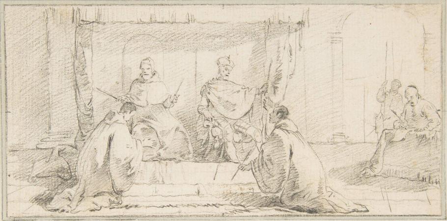 Giovanni Battista Tiepolo--Illustration for a Book Two Monks Kneeling