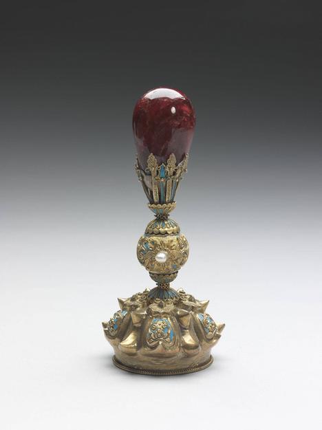 银镀金镶红色宝石朝冠顶