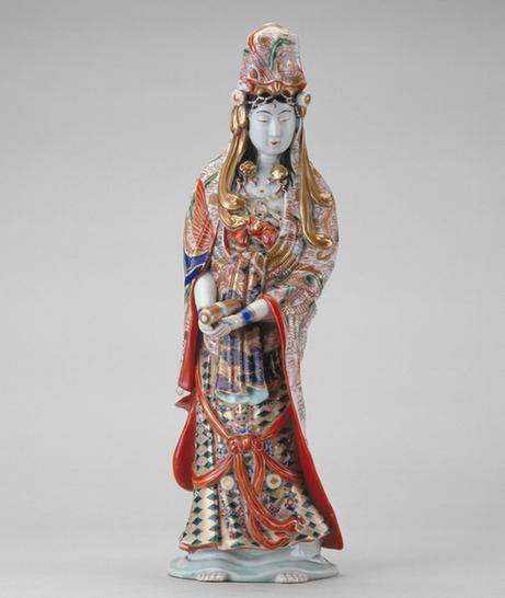 洋瓷五彩加金观音像