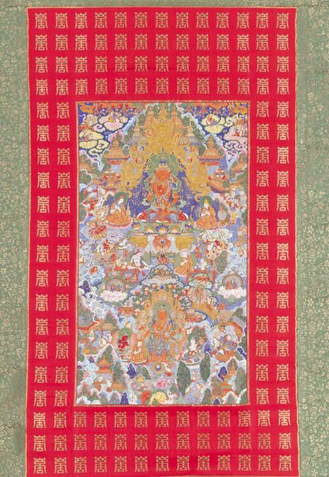 缂丝弥勒净界唐卡