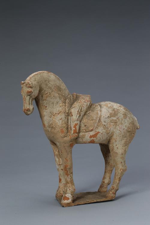 陶画彩骑马男俑