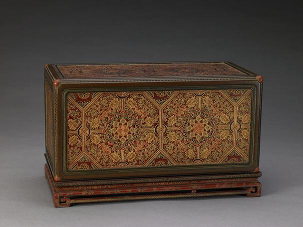 戗金彩漆福寿纹长方套匣