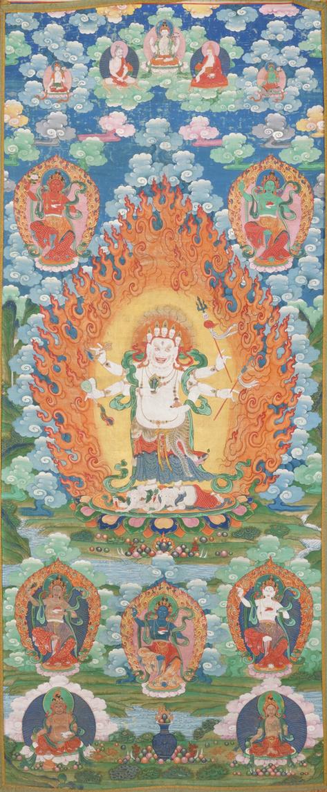 清人白勇保护法像轴