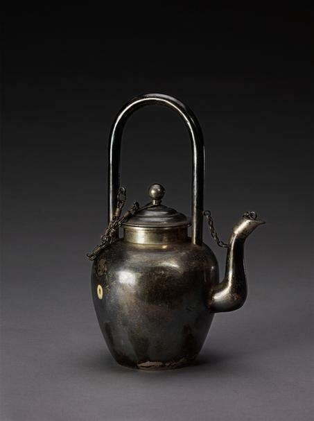 光绪长春宫药房款银提梁壶