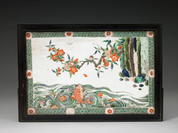 五彩花卉纹插屏