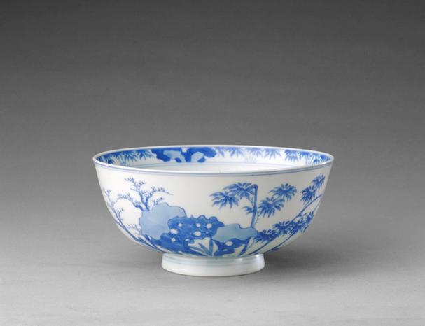 青花竹鹊图碗