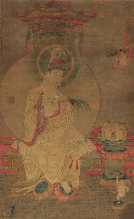 敦煌遗绘观音童子图