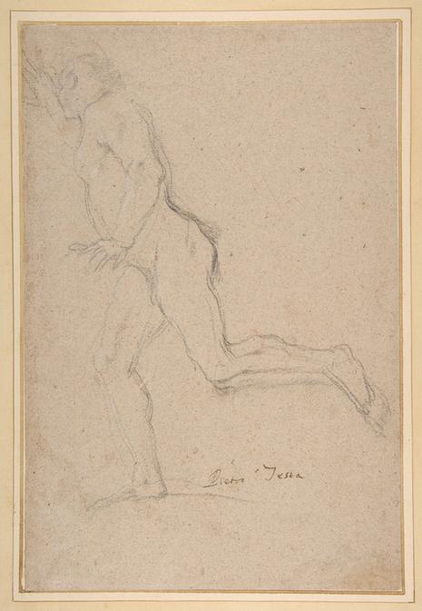 Pietro Testa--Nude Youth Running (recto); Standing Draped