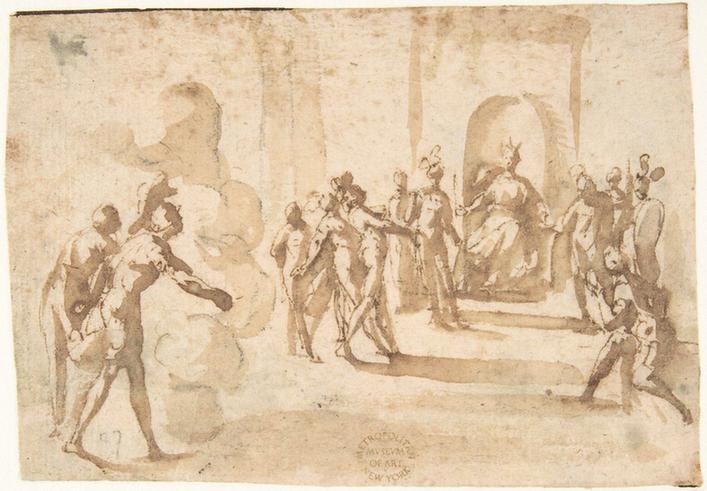 attributed to Francesco Allegrini--Aeneas and Achates Entering Dido's Palace