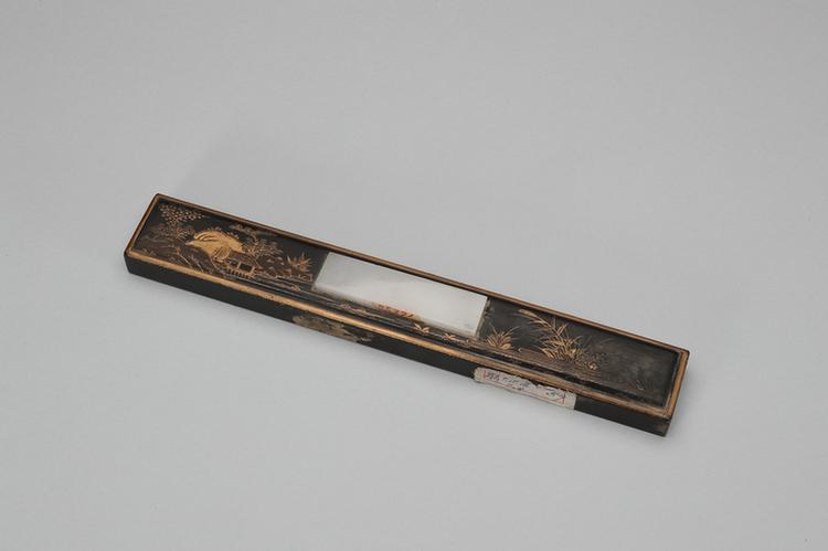 黑漆描金嵌玉镇纸