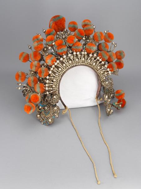 串玻璃珠龙花蝶纹带杏黄绿绒球大额子