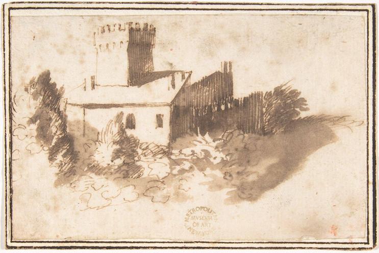 attributed to Francesco Allegrini--Landscape with a Fortified Building