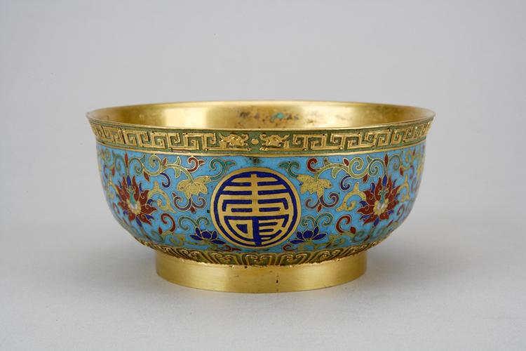 掐丝珐琅万寿无疆碗