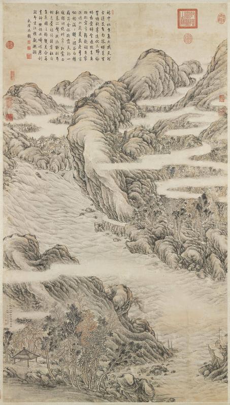 画杜甫诗意高宗御题轴