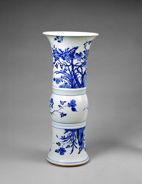 青花花鸟图花觚