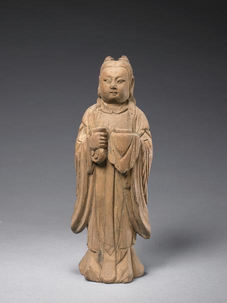 木雕持物童子立像