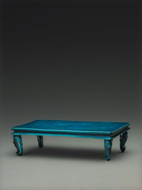 孔雀绿釉长方小几