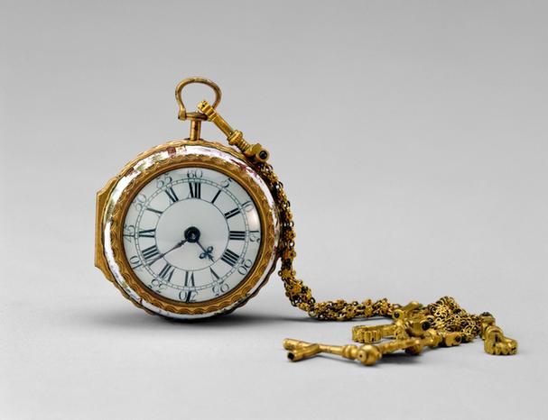 铜镀金壳画珐琅怀表