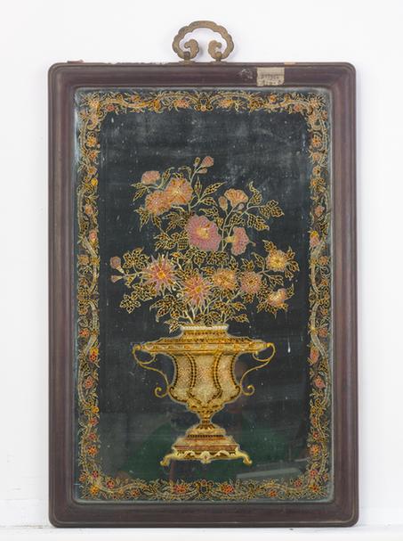 红木边画玻璃挂屏