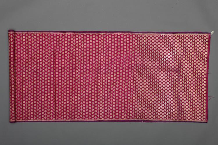 玫瑰紫色球纹回回织金绸