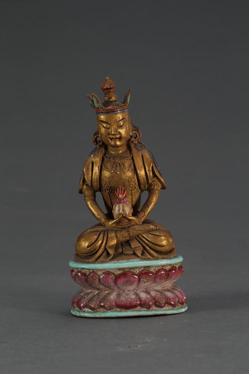 金釉粉彩瓷无量佛坐像