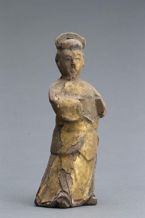 木雕描金男立像