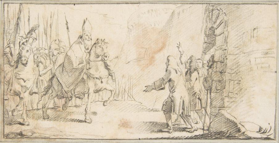 Giovanni Battista Tiepolo--Illustration for a Book Reception of a Bishop Leading
