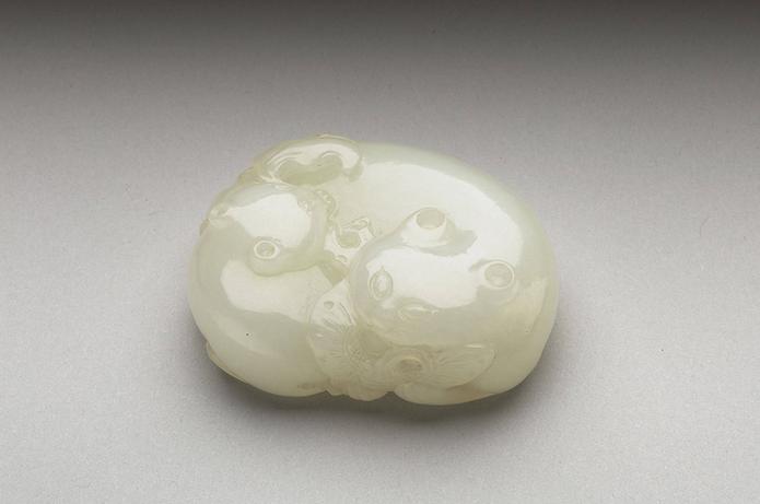 白玉子母猫纸镇