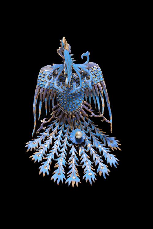 点翠凤凰纹头花