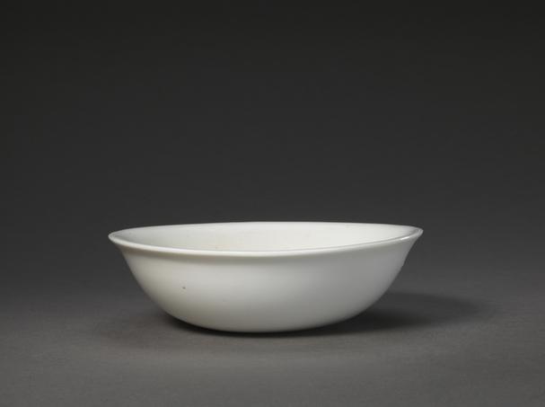 德化窑白釉刻字卧足洗