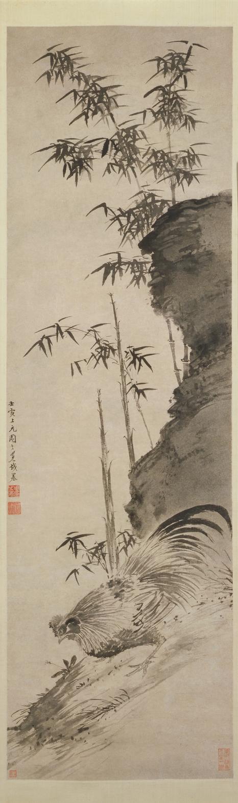 竹鸡图轴
