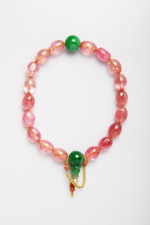 红碧玺带珠翠饰十八子手串