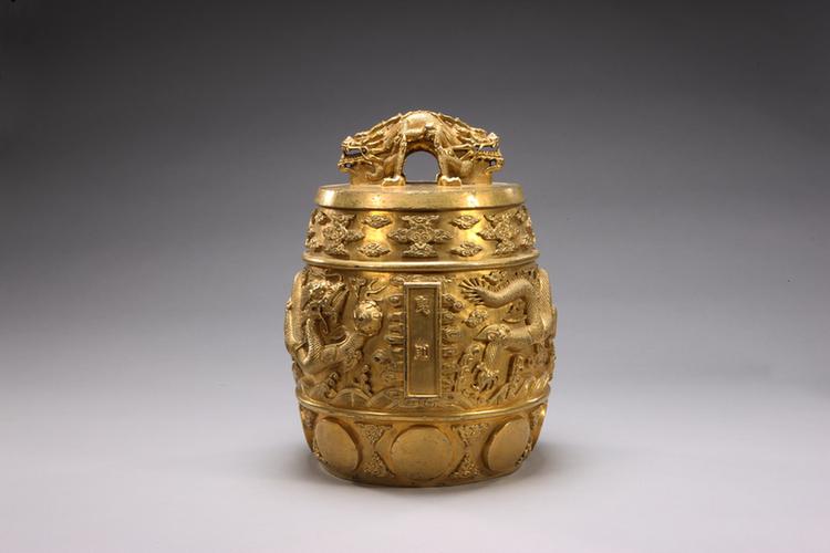 铜镀金双龙纽云龙纹编钟-夷则