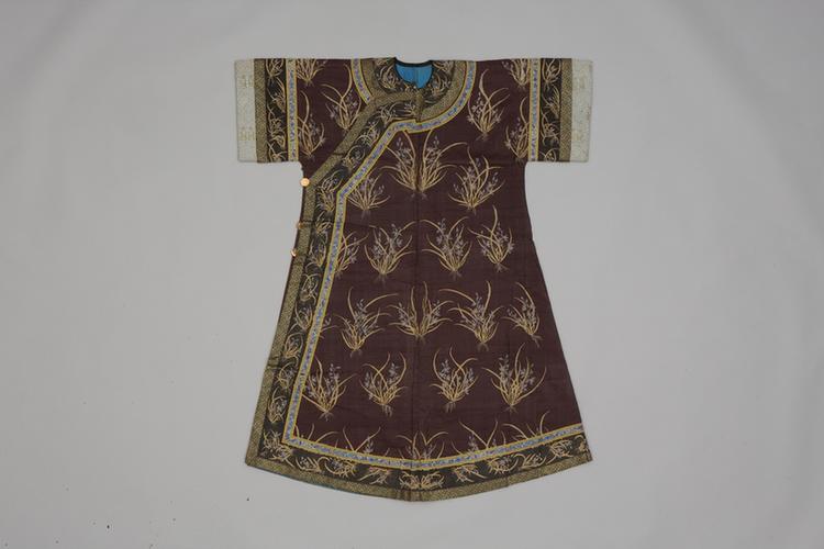 酱色缂金银墩兰纹棉衬衣