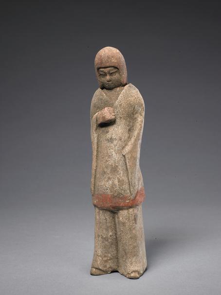 陶画彩男立俑