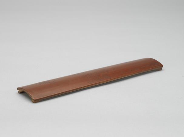 竹刻陈洪绶画抚琴图臂搁