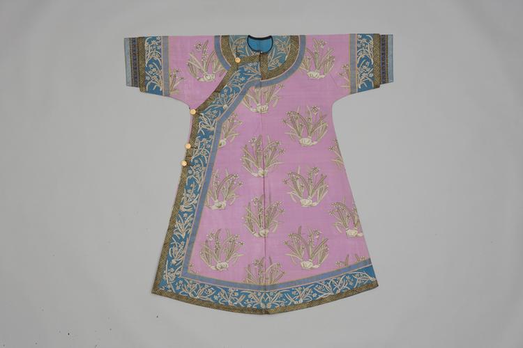 雪青色缂丝水墨水仙花纹夹衬衣