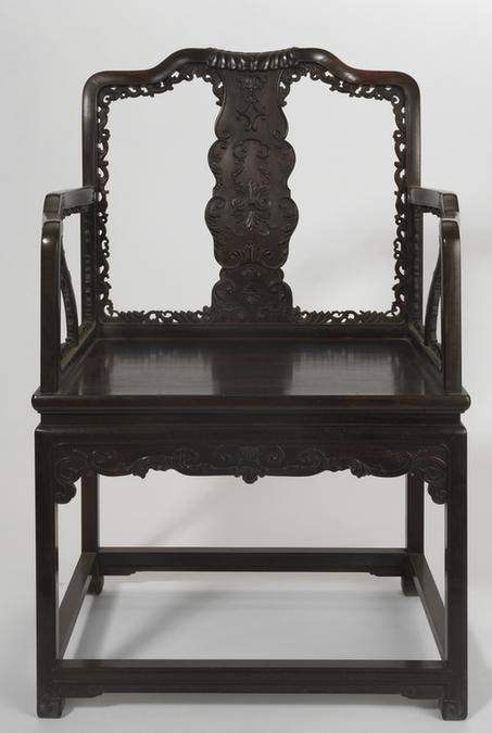 紫檀木雕竹节纹椅