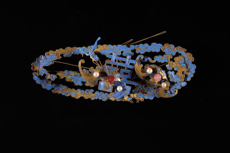 点翠蝠双喜纹头花