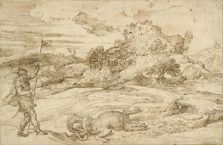 油画-Titian---Landscape-with-St.-Theodore-Overcoming-the-Dragon---Google-Art-Project