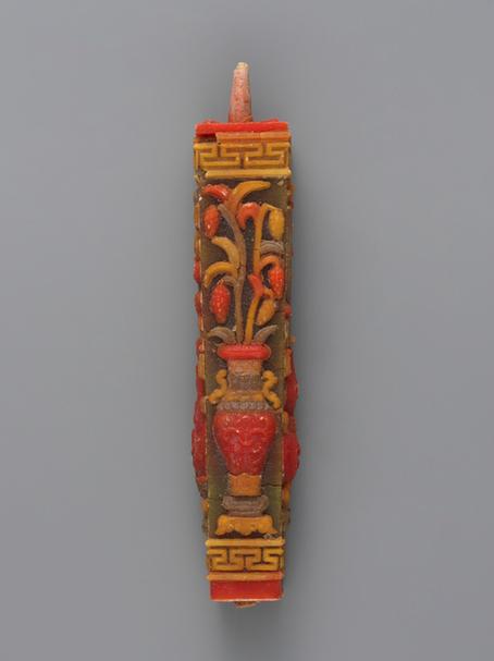 五彩博古图方蜡