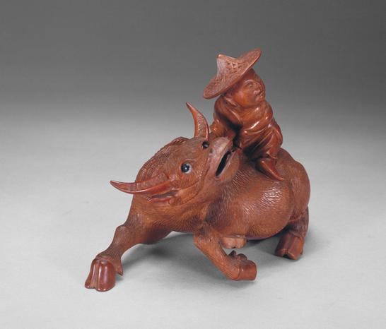 黄杨木雕牧童骑牛