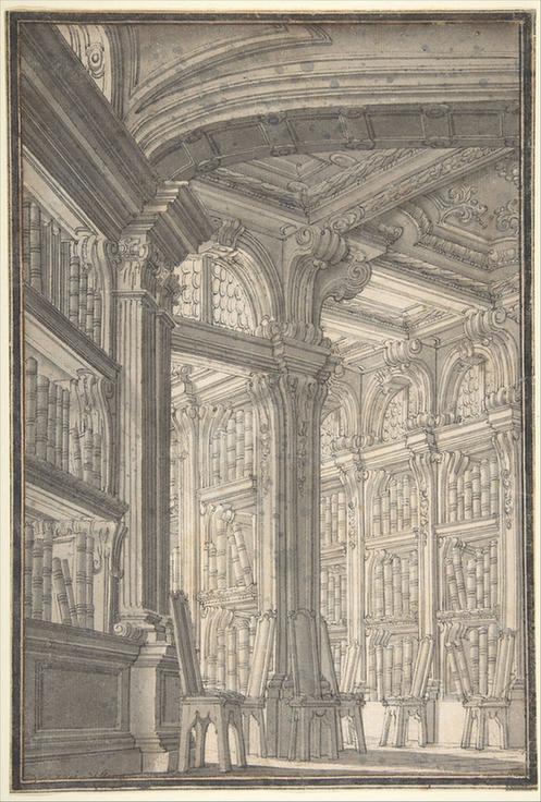 Carlo Galli Bibiena--Foreshortening of a Library